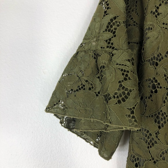 Ann Taylor Lace Sweater Dress V Neck Retro Ruffle Cuff Knee Length Knit 60's - Picture 2 of 4